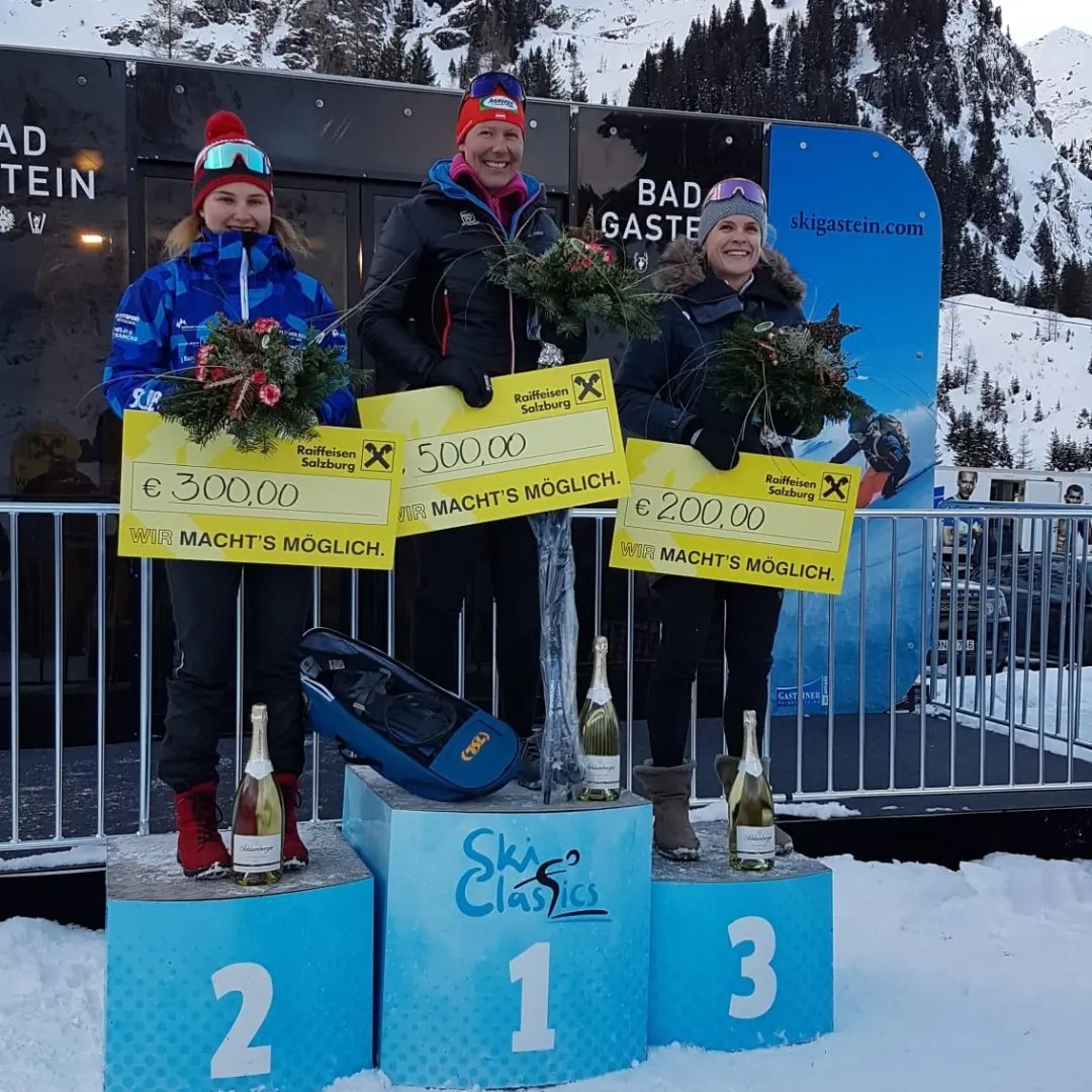 Langlaufevent in Gastein Siegerehrung der Damen beim Gastein Classics