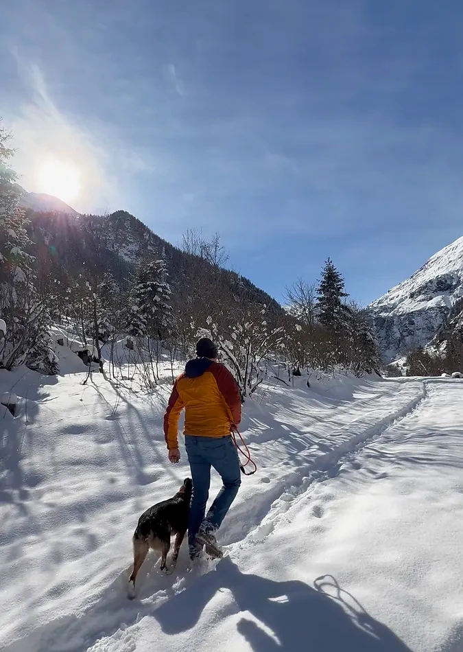 Winterurlaub mit Hund in Bad Gastein – Winterwanderung mit Hund ab der Haustüre in verschneiter Berglandschaft